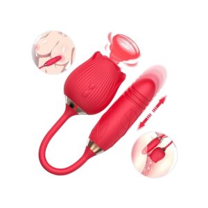 Vibrador De Ponto G E Clitóris Com Vai E Vem - Formato De Rosa